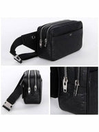 CELINE Calfskin Triomphe Embossed Belt Bag Black