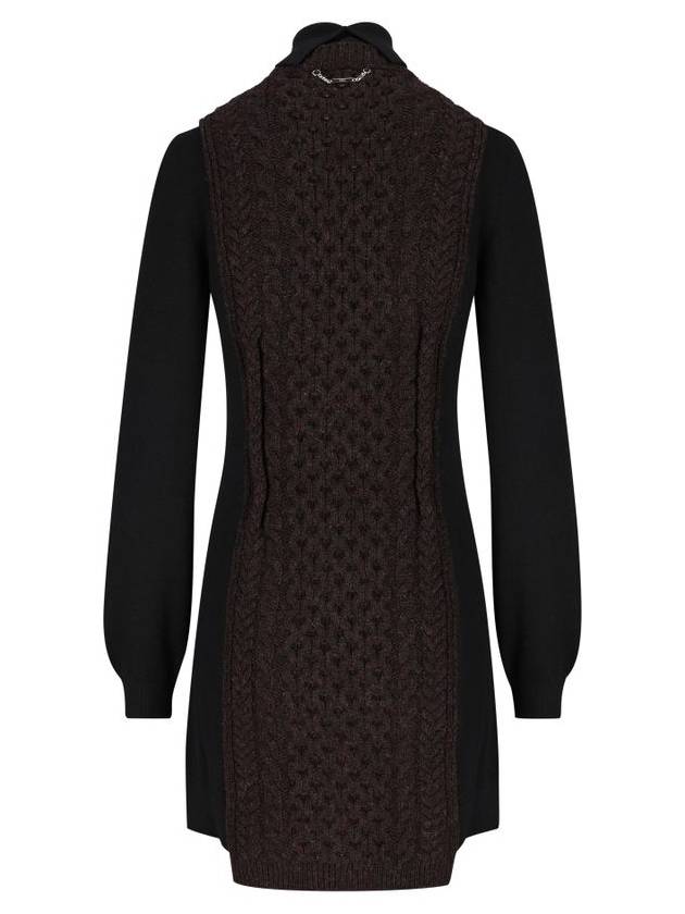 Fendi High Neck Cashmere Midi Dress Dark Purple