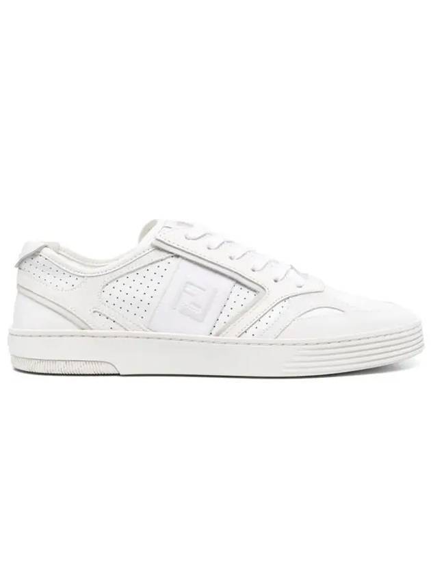 Fendi Step Leather Low Top Sneakers White