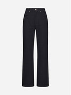 Fendi Jacquard Logo Monogram Cotton Straight Pants Dark Blue