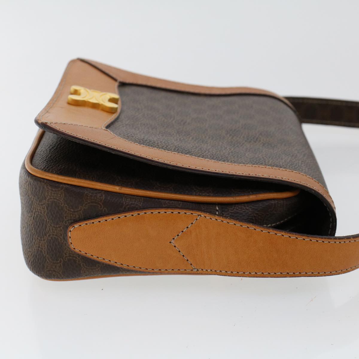 CELINE Macadam Canvas Shoulder Bag PVC Leather Brown  46305