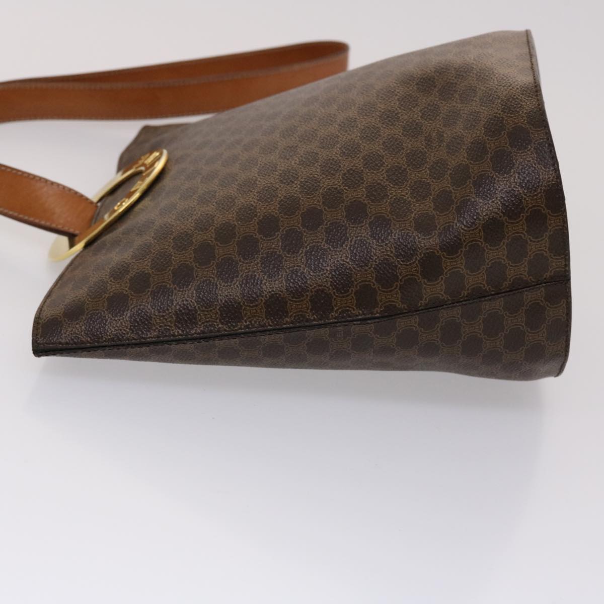 CELINE Macadam Canvas Hand Bag PVC Leather Brown  46307