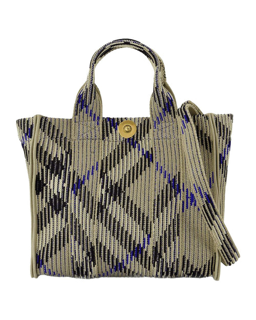 Burberry Knitted Tote Bag Geometric Pattern Women White | White