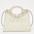 Fendi Transparent/off White Zucca Pvc And Leather Small Runaway Shopper Tote
