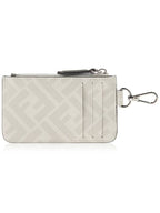 Fendi FF Motif Fabric Clip Purse Card Wallet
