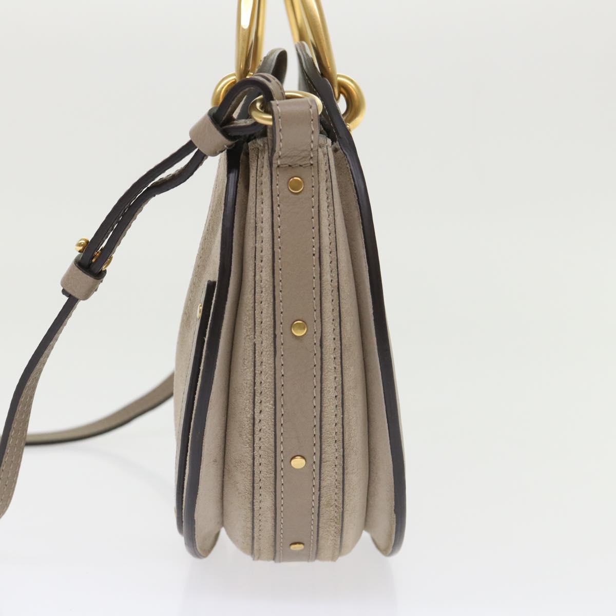 Chloe Picou Shoulder Bag Suede Leather 2way Gray 46666