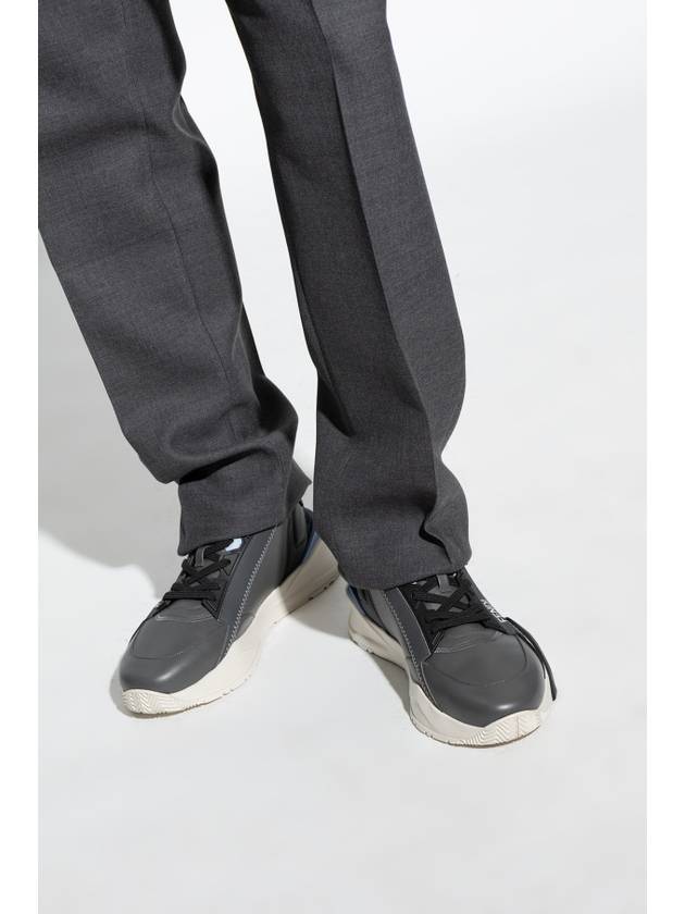 Fendi Flow FF Jacquard Leather Running Low Top Sneakers Grey