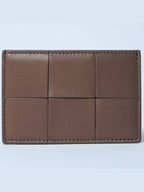Bottega Veneta Intrecciato Lambskin Calfskin Card Wallet Taupe Grey