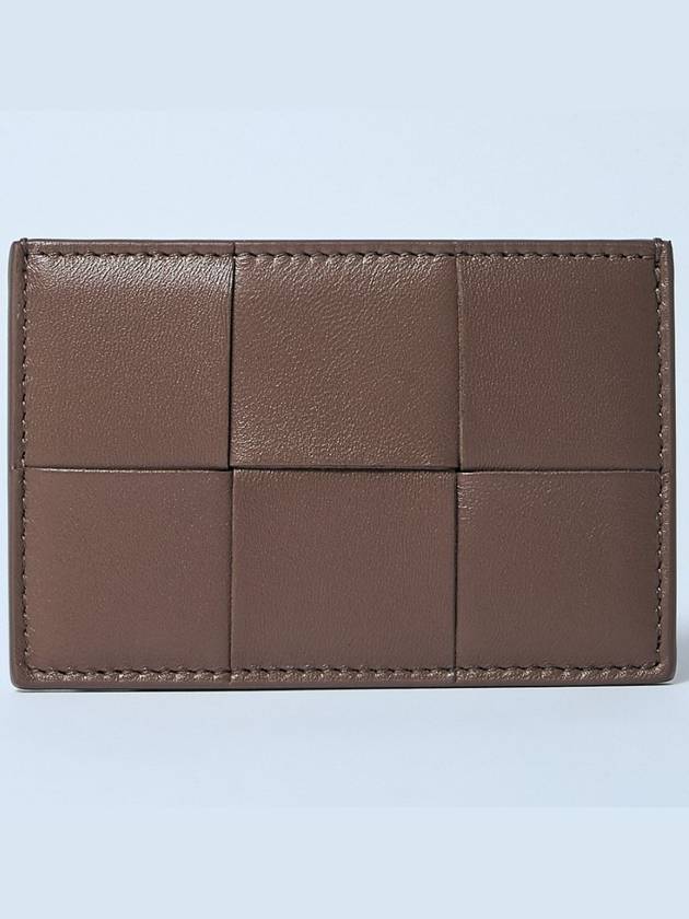 Bottega Veneta Intrecciato Lambskin Calfskin Card Wallet Taupe Grey