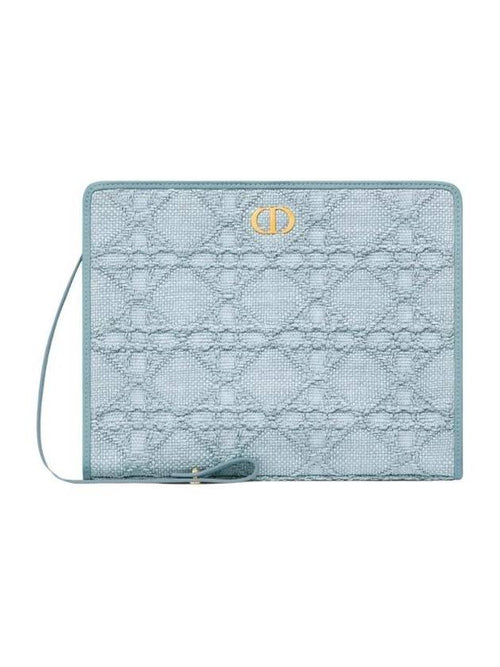 30 Montaigne Dea Raffia Pouch Blue Dior