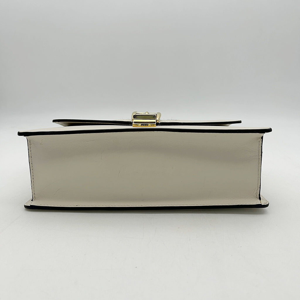 GUCCI Calfskin Small Sylvie Shoulder Bag Off White LA23005