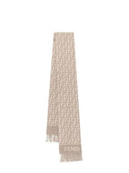 Fendi FF Jacquard Fleece Wool Cashmere Scarf Dove Grey