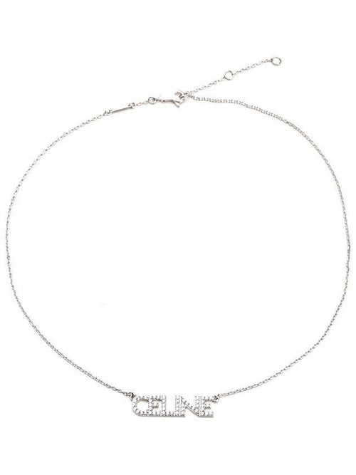 CELINE Monochroms Strass Rhodium Finish Crystals Necklace Silver