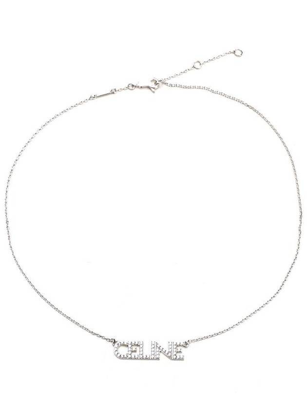 CELINE Monochroms Strass Rhodium Finish Crystals Necklace Silver