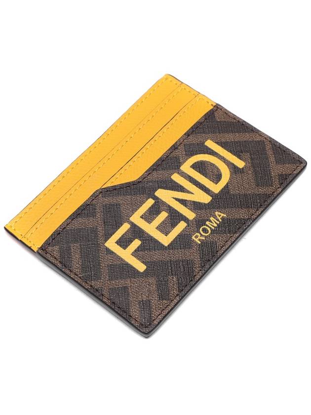 Fendi Roma Logo 3-Fold Card Wallet Brown Yellow