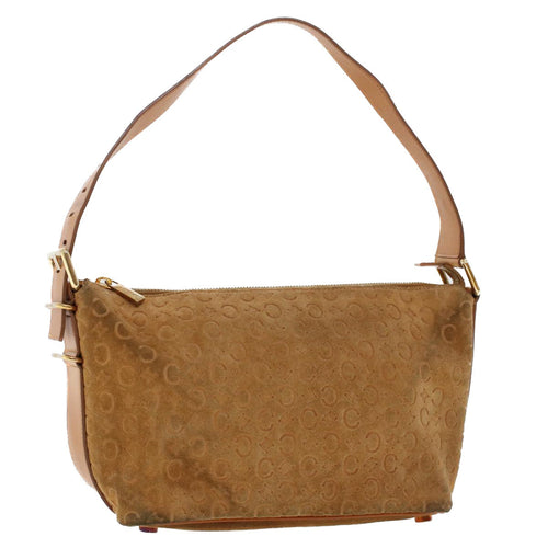 CELINE C Macadam Canvas Shoulder Bag Suede Leather Brown  47408