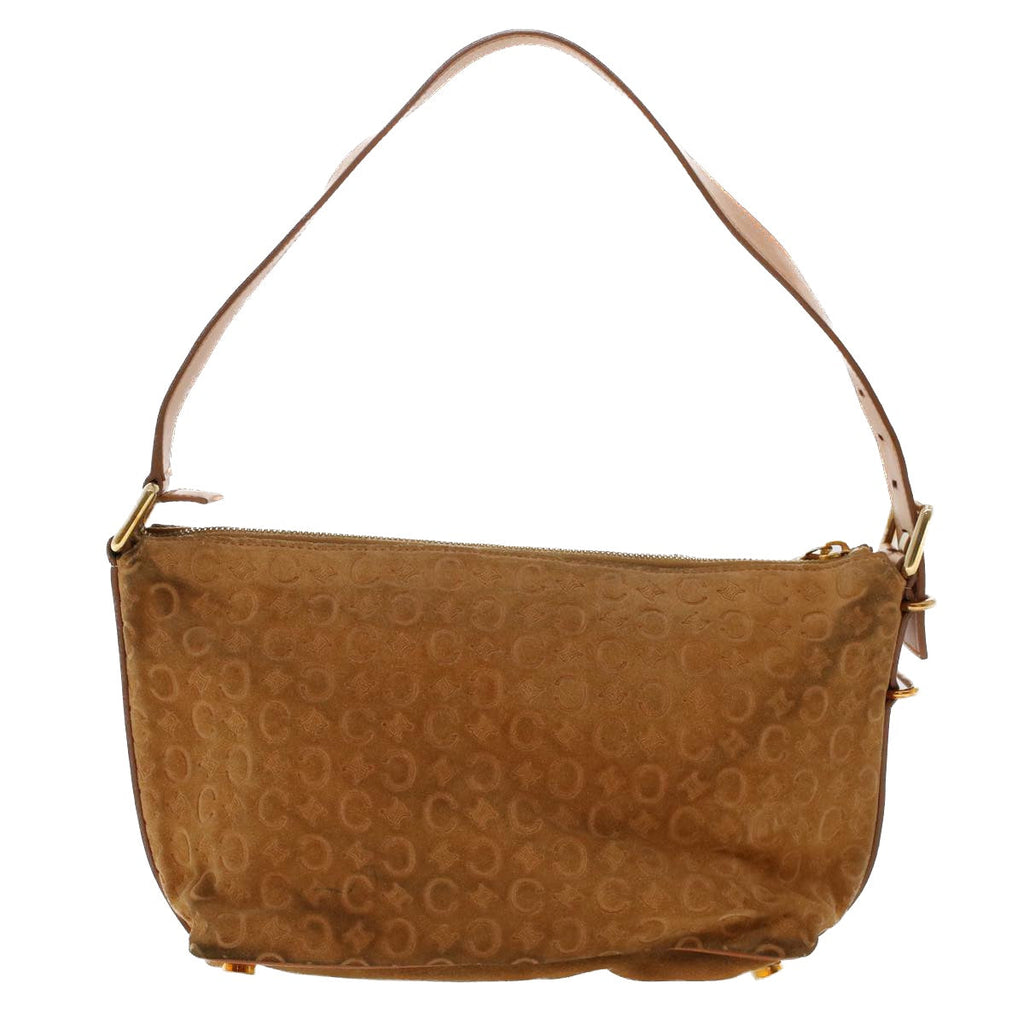 CELINE C Macadam Canvas Shoulder Bag Suede Leather Brown  47408
