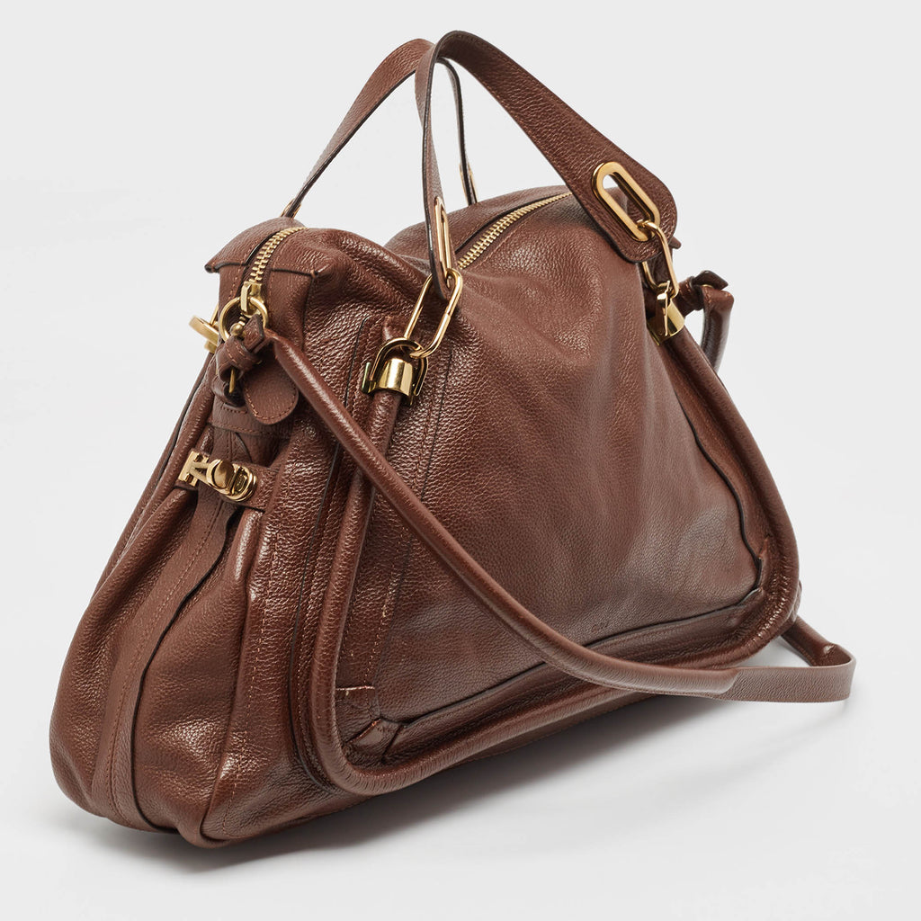 Chloe Dark Leather Large Paraty Shoulder Bag