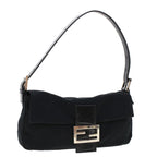 FENDI Mamma Baguette Shoulder Bag Nylon Leather Black47648