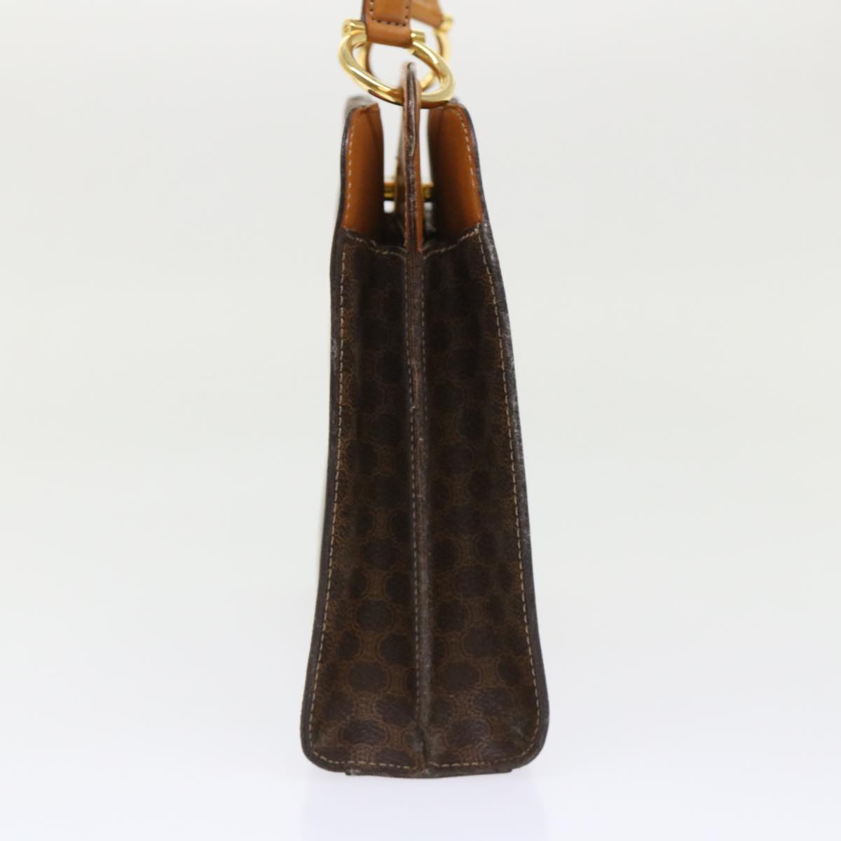 CELINE Macadam Canvas Hand Bag PVC Leather Brown Auth 47659