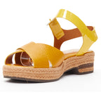 Fendi embossed leather cross strap patent ankle strap jute sandal