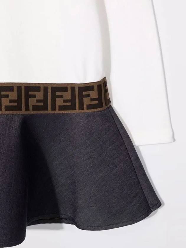 Fendi Kids Embroidered Logo Cotton Dress JFB473 AEZQ F0ZNM