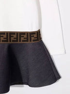 Fendi Kids Women Logo Cotton Dress JFB473 AEZQ F0ZNM