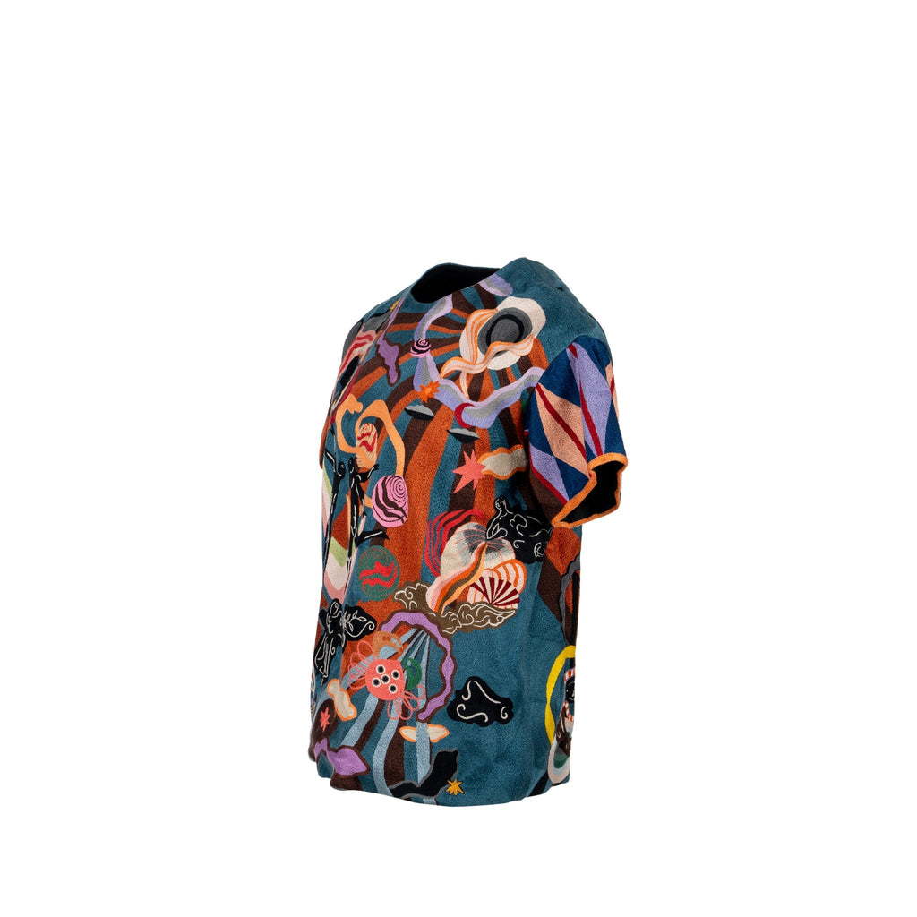 Dior Size 36 Artist Embroidery Blouse T-shirt Cotton Multicolour