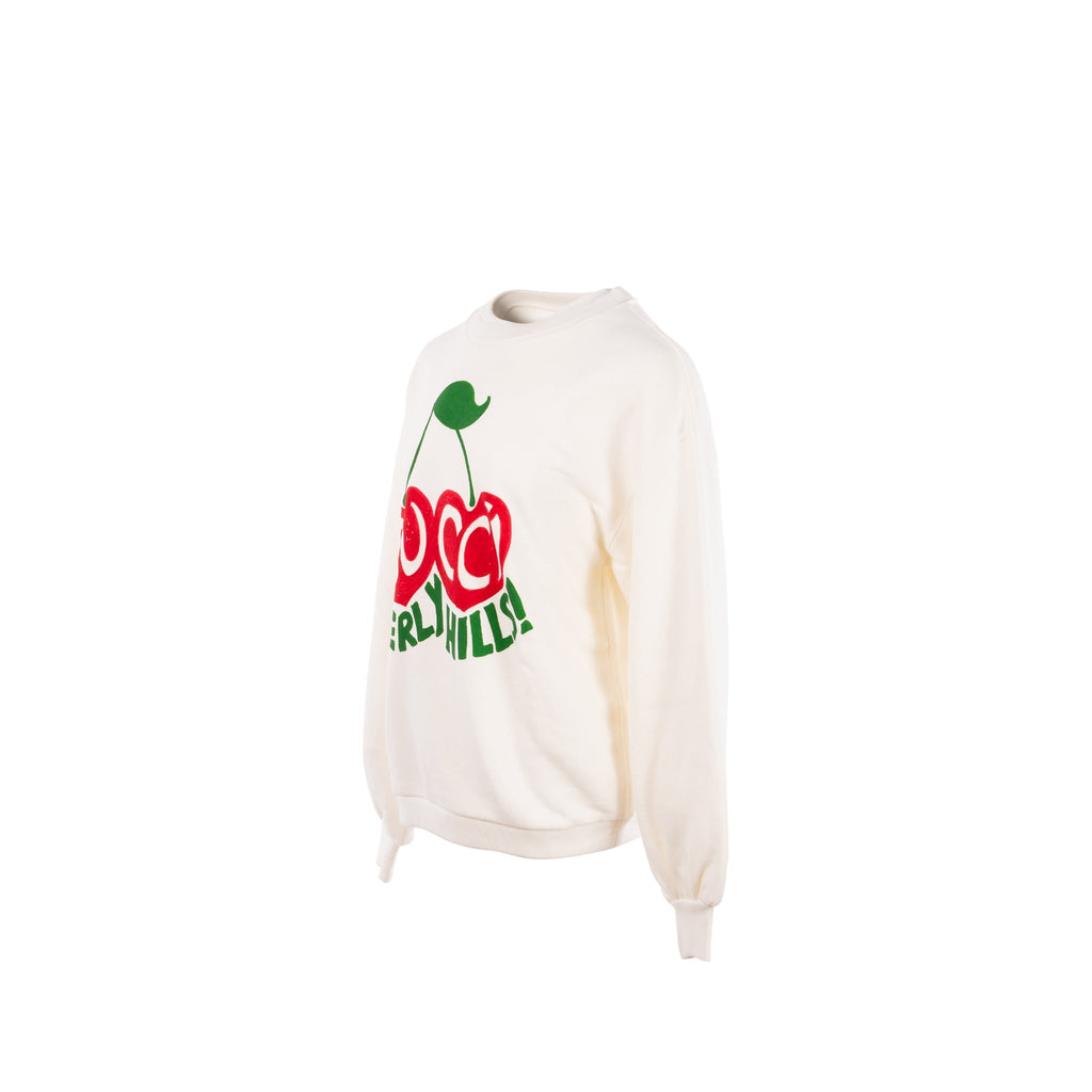 Gucci Size S Beverly Hills Cherry Printed Sweatshirt Cotton White/Red/Green
