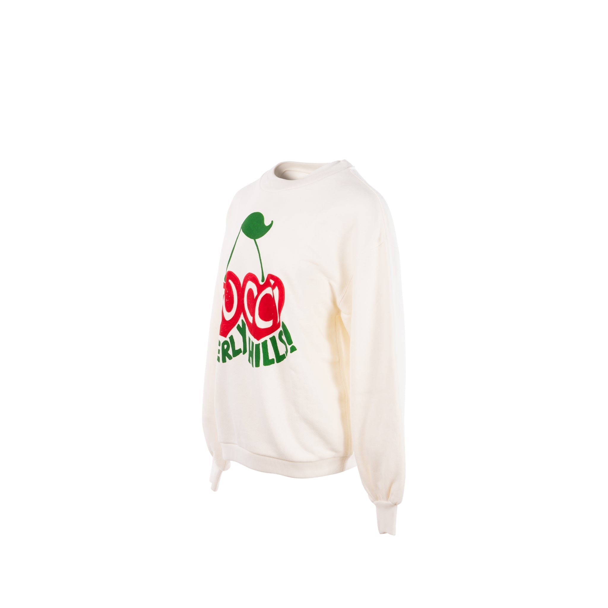 Gucci Size S Beverly Hills Cherry Printed Sweatshirt Cotton White/Red/Green
