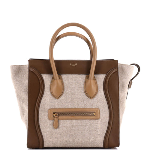 Celine Tricolor Luggage Bag Canvas and Leather Mini