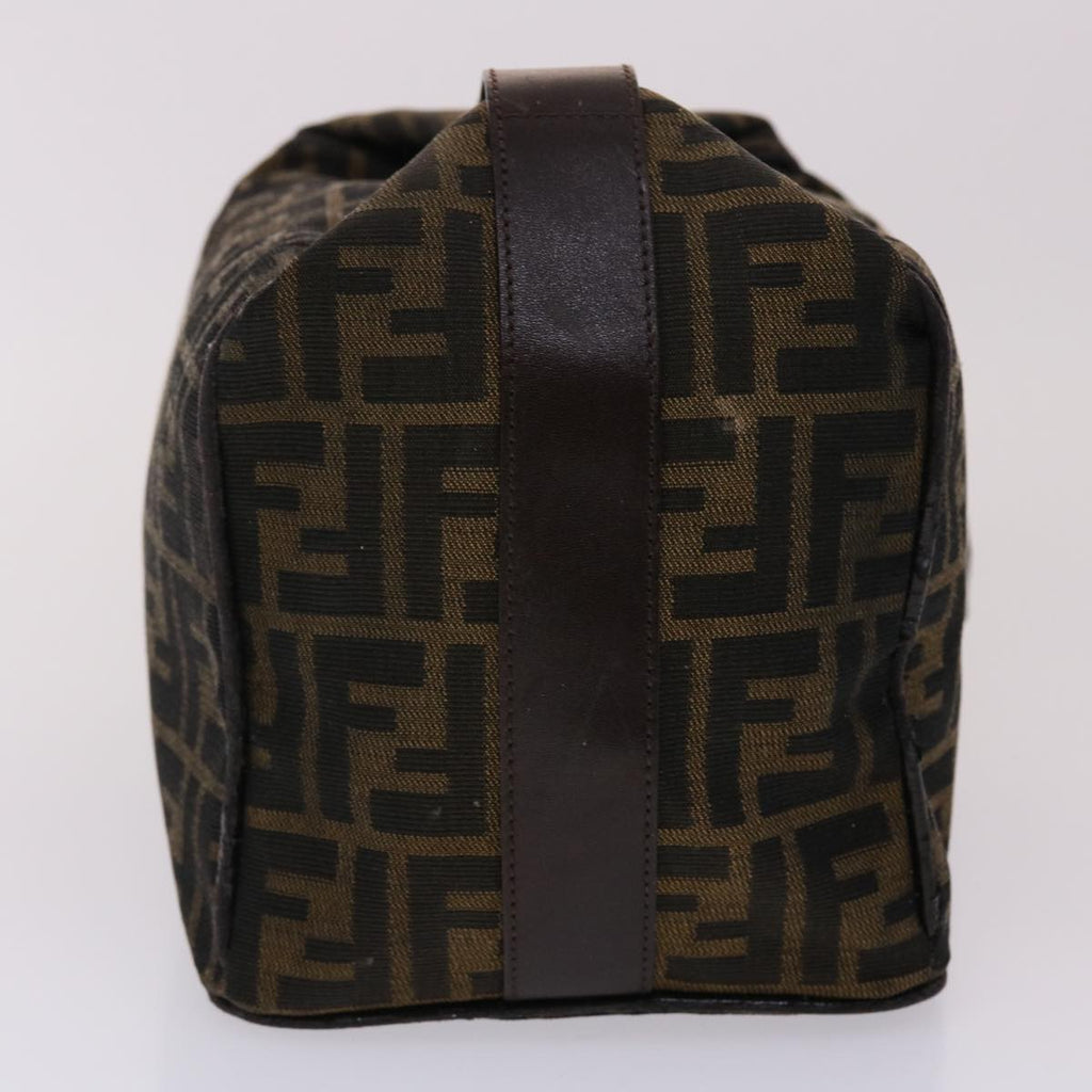 FENDI Zucca Canvas Vanity Hand Bag Nylon Brown Black  48013