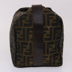 FENDI Zucca Canvas Vanity Hand Bag Nylon Brown Black  48013