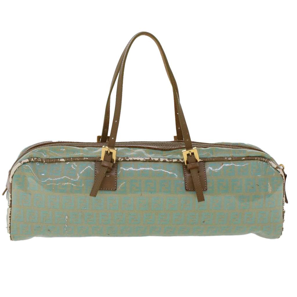 FENDI Zucchino Canvas Hand Bag Coated Canvas Light Blue  48018