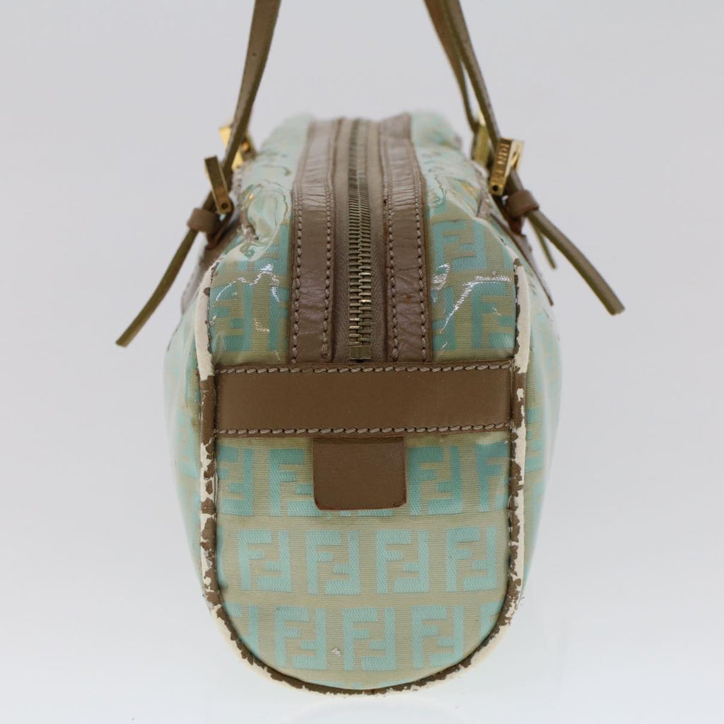 FENDI Zucchino Canvas Hand Bag Coated Canvas Light Blue  48018