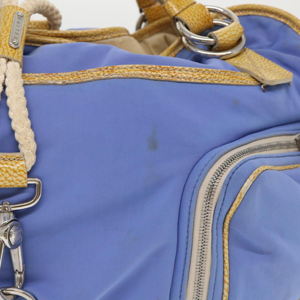 CELINE Boston Bag Nylon Blue Brown  48042