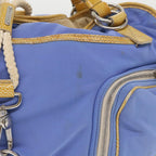 CELINE Boston Bag Nylon Blue Brown  48042