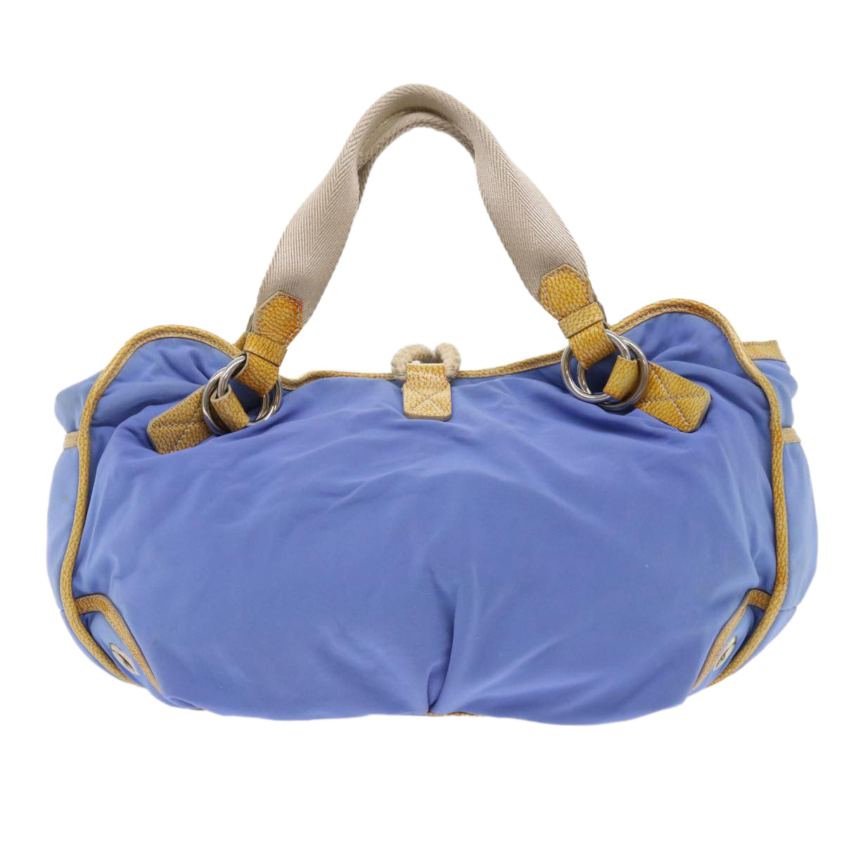 CELINE Boston Bag Nylon Blue Brown  48042