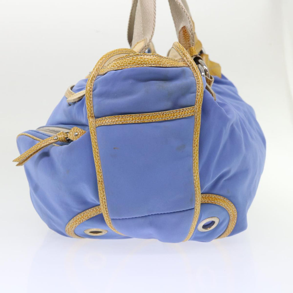 CELINE Boston Bag Nylon Blue Brown  48042