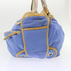 CELINE Boston Bag Nylon Blue Brown  48042