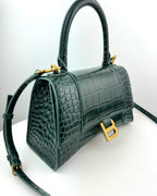 Balenciaga Hourglass Crocodile Embossed bag in Dark Green
