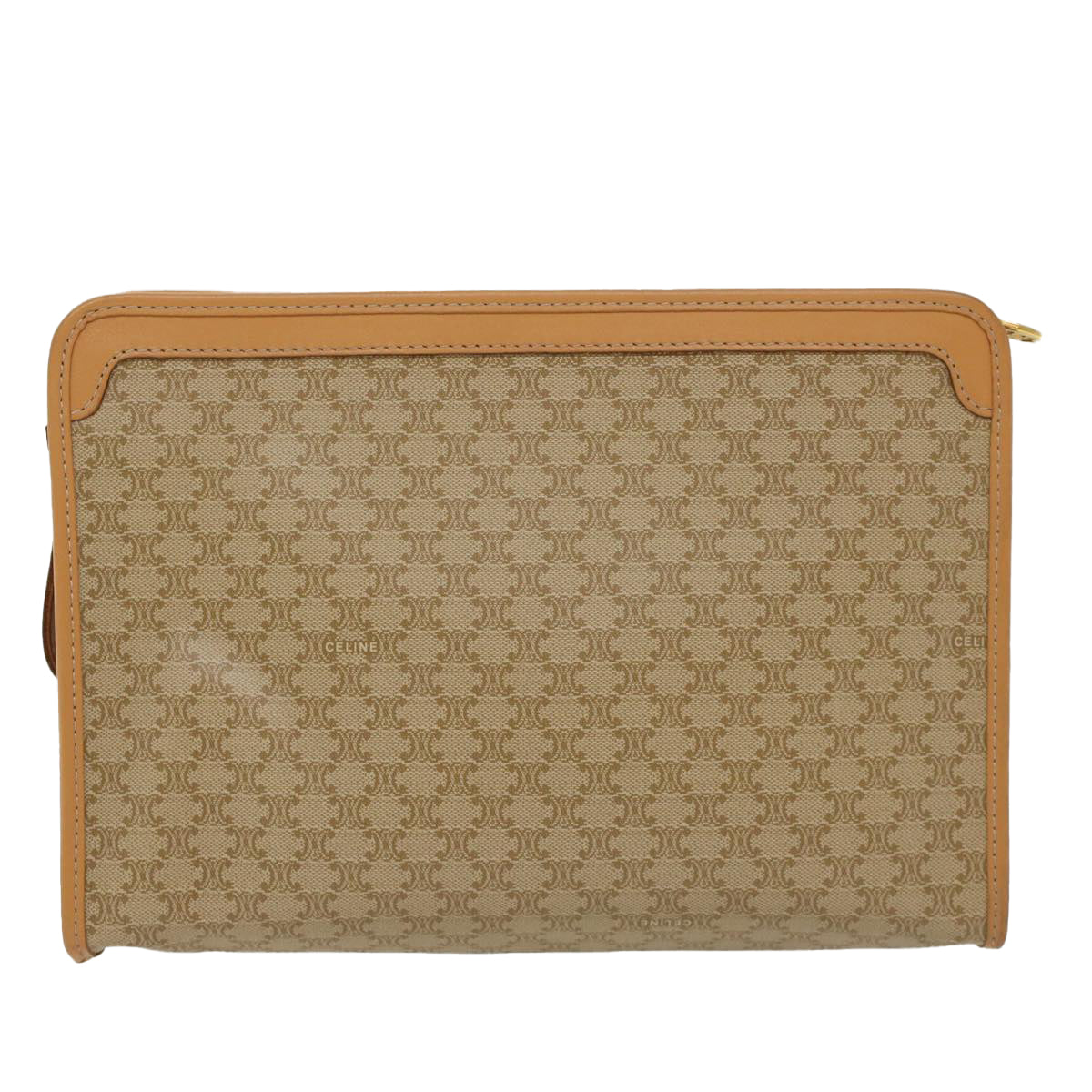 CELINE Macadam Canvas Clutch Bag PVC Leather Beige  48156