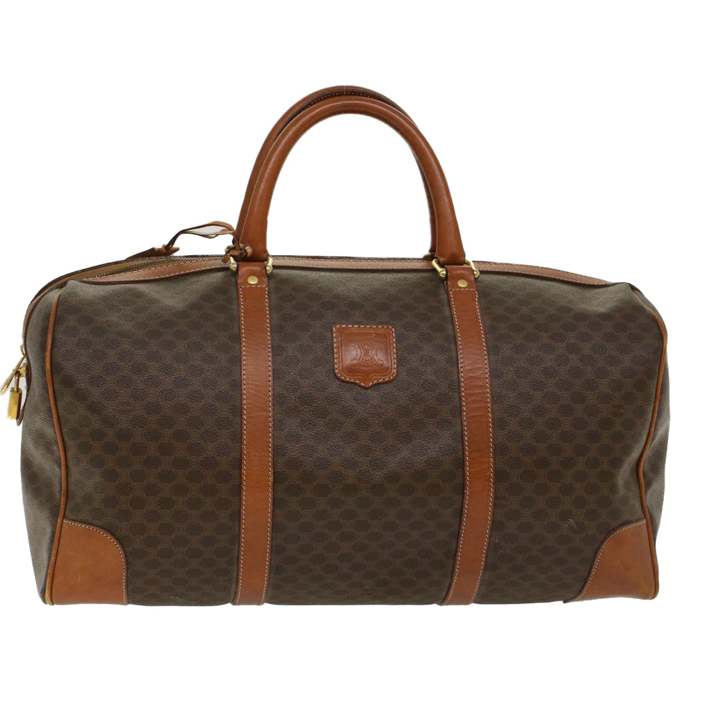 CELINE Macadam Canvas Boston Bag PVC Leather Brown  48168