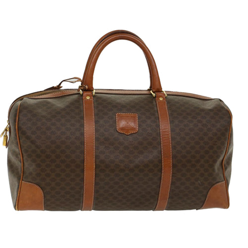 CELINE Macadam Canvas Boston Bag PVC Leather Brown  48168