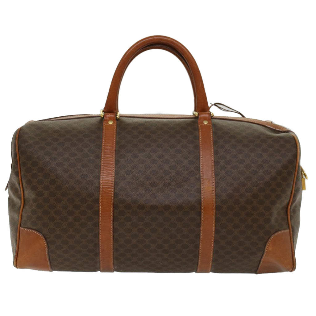 CELINE Macadam Canvas Boston Bag PVC Leather Brown  48168