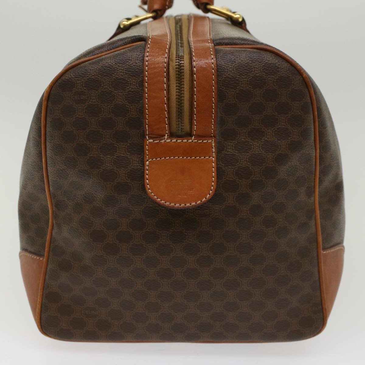 CELINE Macadam Canvas Boston Bag PVC Leather Brown  48168