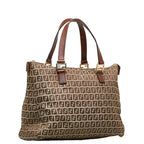 Fendi Zucchino tote bag brown canvas leather ladies