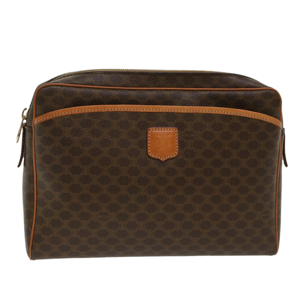 CELINE Macadam Canvas Clutch Bag PVC Leather Brown  48215