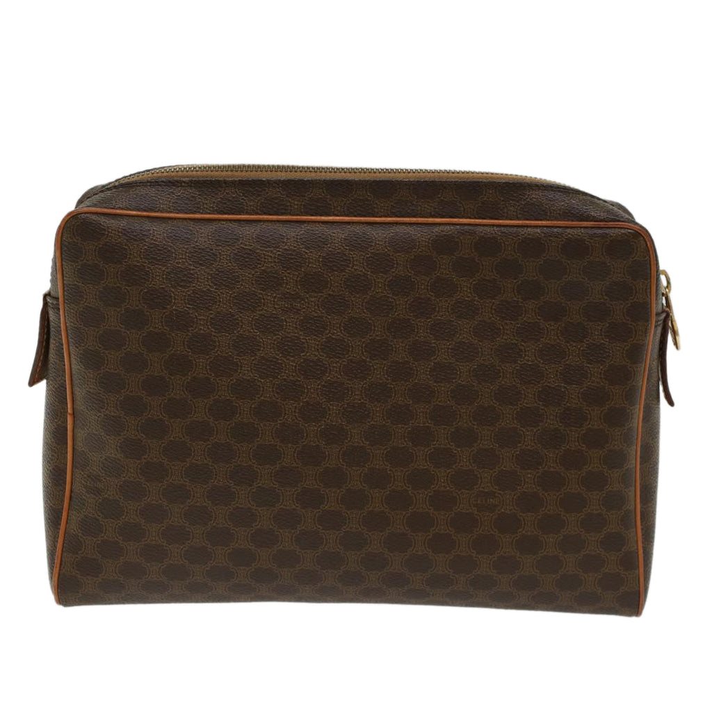 CELINE Macadam Canvas Clutch Bag PVC Leather Brown  48215