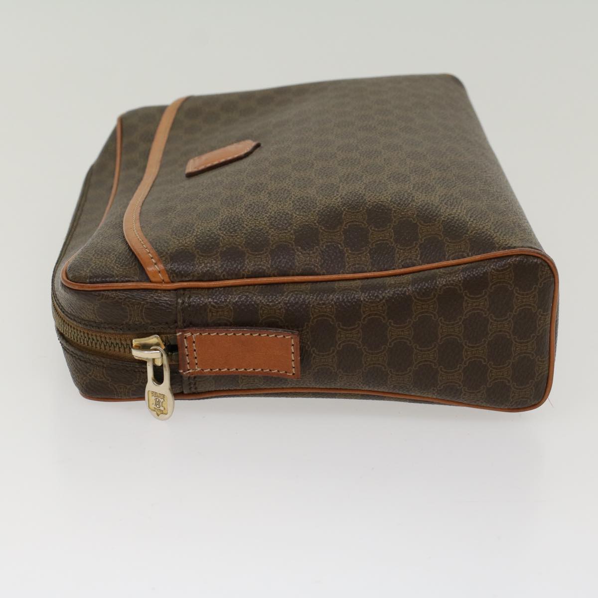 CELINE Macadam Canvas Clutch Bag PVC Leather Brown  48215